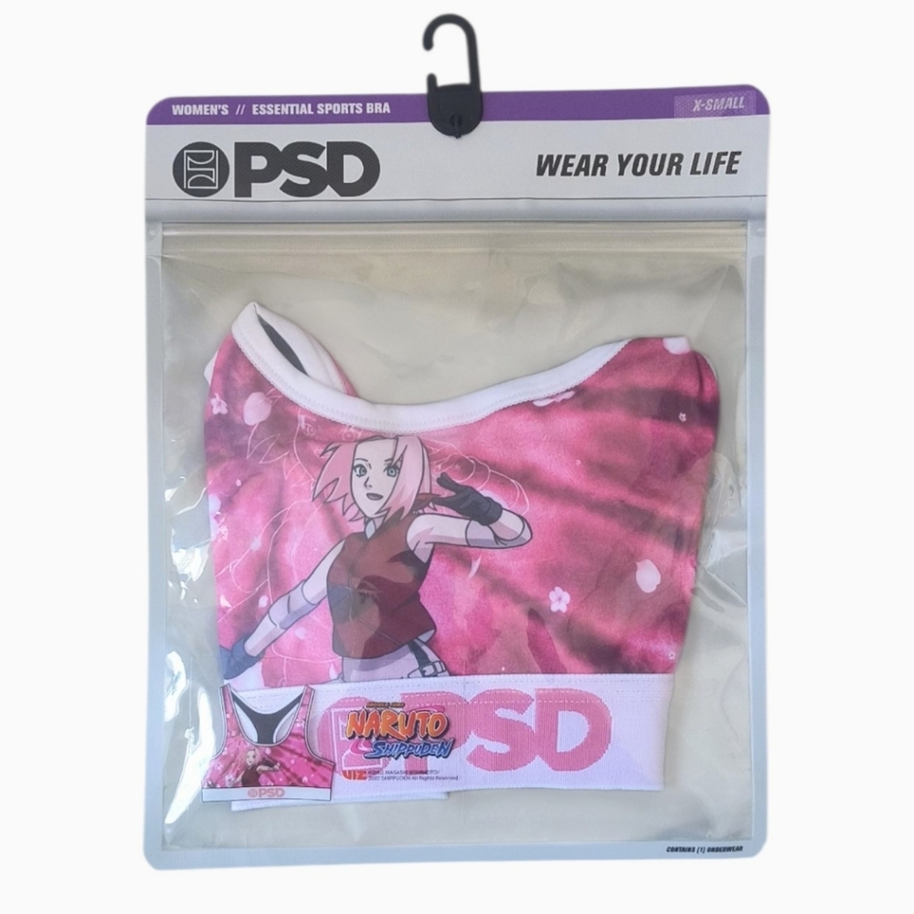 PSD Naruto Sakura Pink Floral Sports Bra Size XS